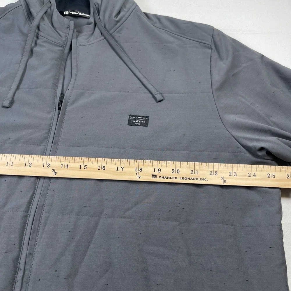 Travis Mathew Hooded Jacket Men 2XL Gray Stretch Drawstring Long Sleeve Full Zip